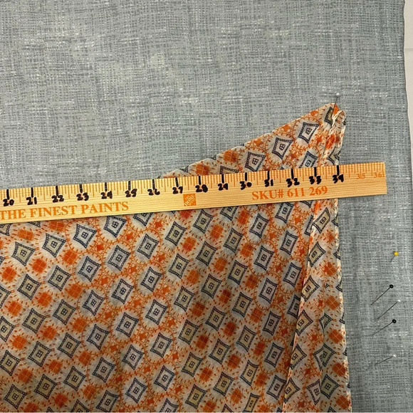 Lulla gauze extra larger scarf orange beige and blue measures 34ish” by 70ish - Picture 7 of 12
